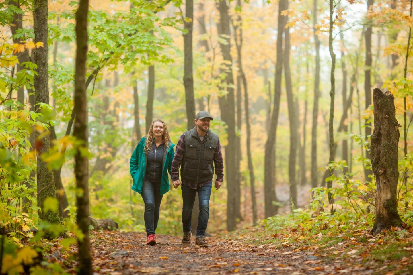 Couple hiking in fall