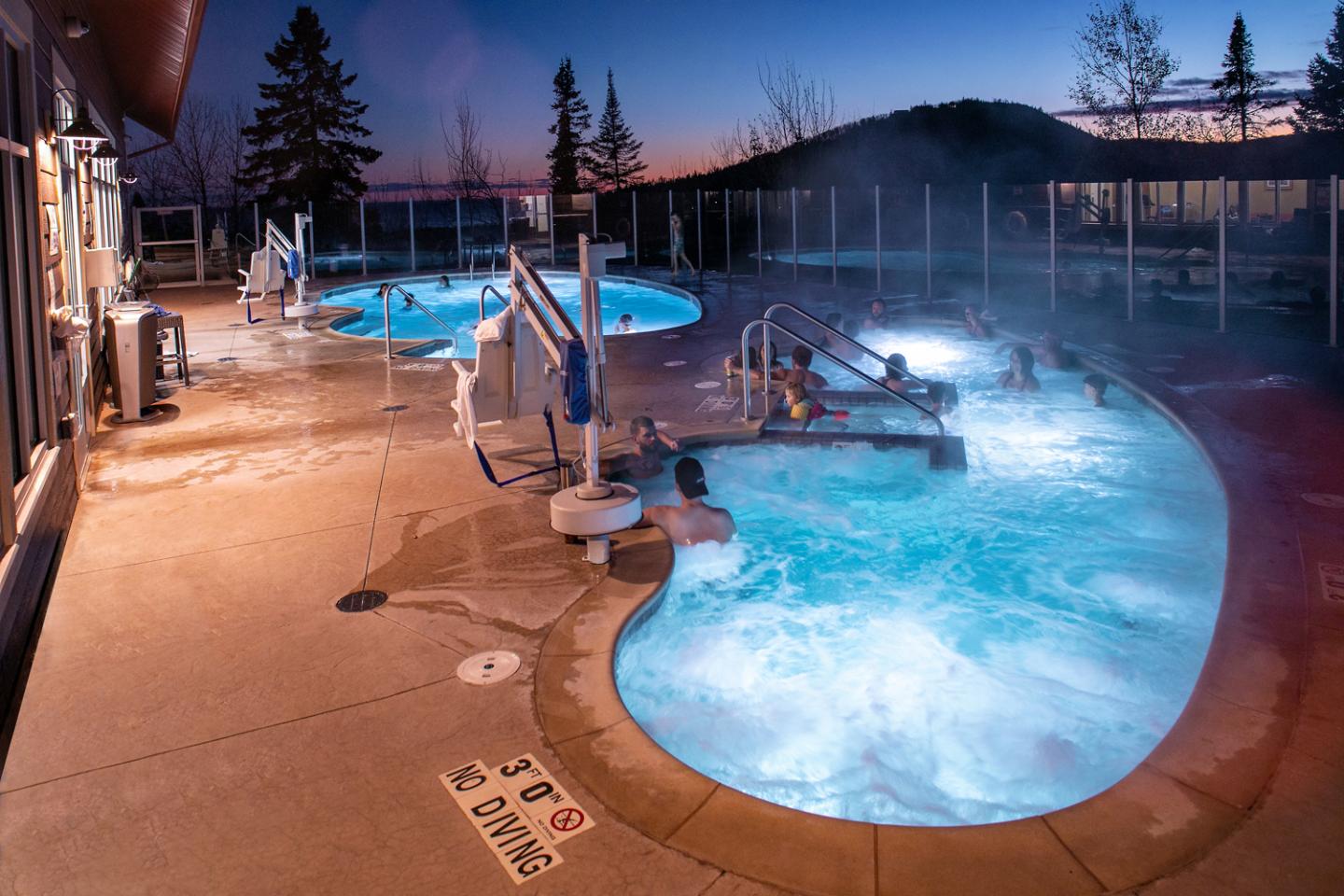 Group of of people in outdoor pool at Eagle Ridge
